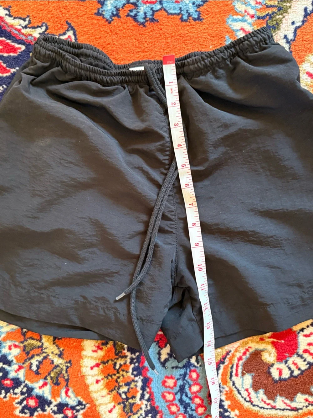 Black Elastic Waist Drawstring Shorts
